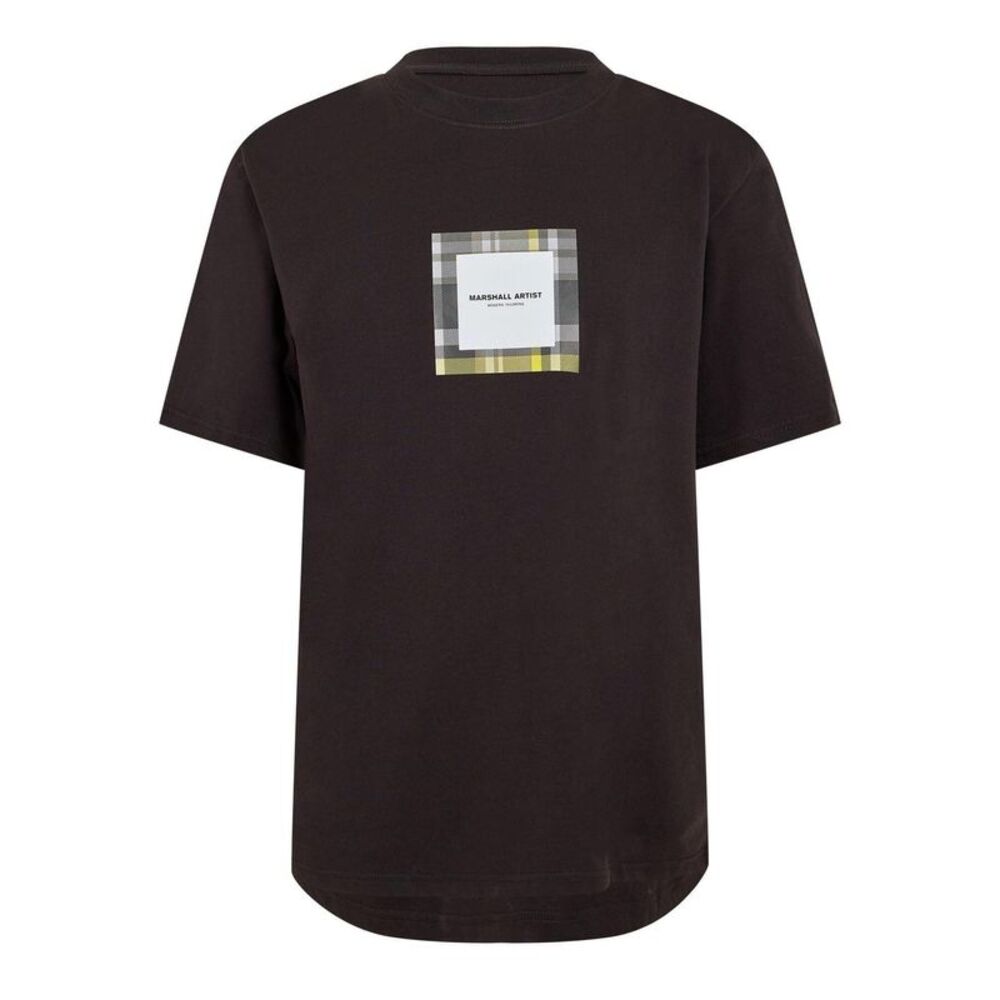 Marshall Artist Mens Plaid Logo Jersey Regular T-Shirt / Black